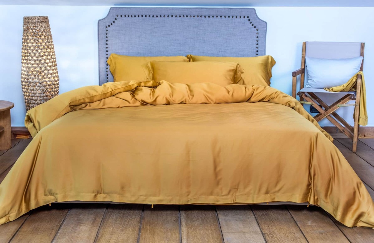 Copripiumino Raso di Bamboo Oro