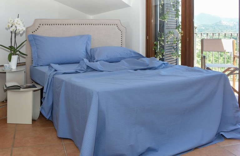 Seersucker Light Blue Avion Cotton Sheets
