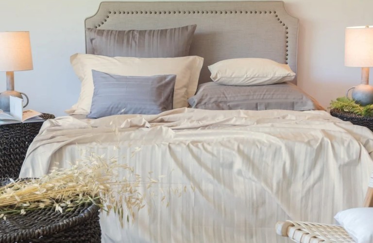 Tess Taupe jaquard stripe sheets Tess Taupe jaquard stripe sheets