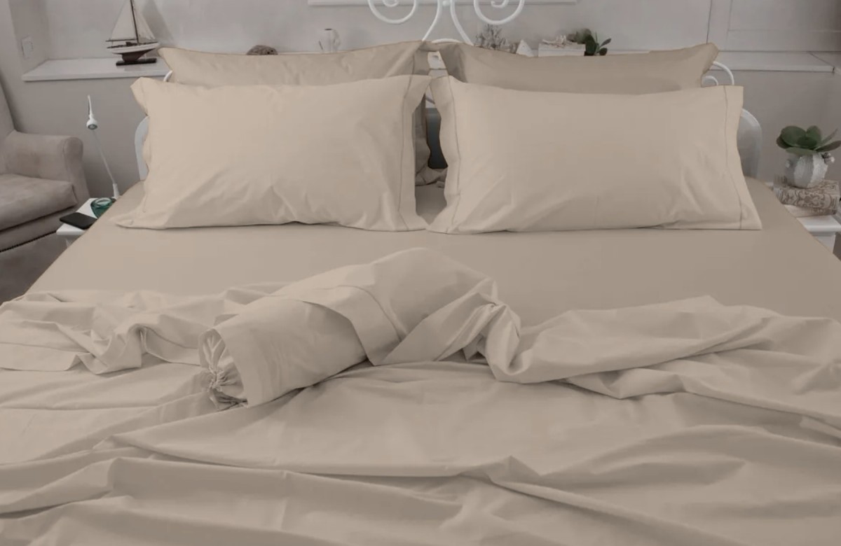 Cotton Fitted Sheets Light Ecru Plain Color