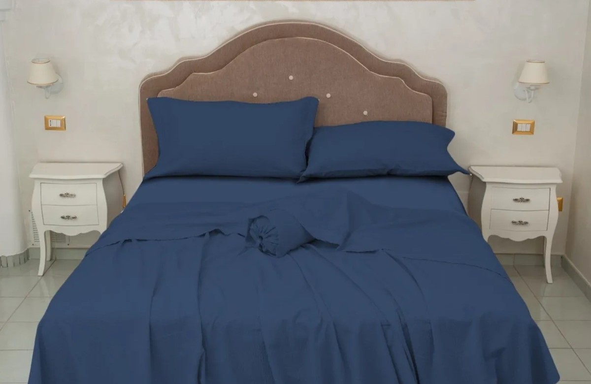 Lenzuola Seersucker Blu